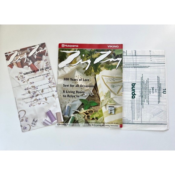 Zig Zag Sewing Machine Magazine Husqvarna Viking 300 Years of Lace Burda Pattern - Picture 1 of 5
